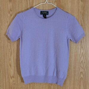 Ralph Lauren Lavender Cashmere Crewneck Short Sleeve Sweater